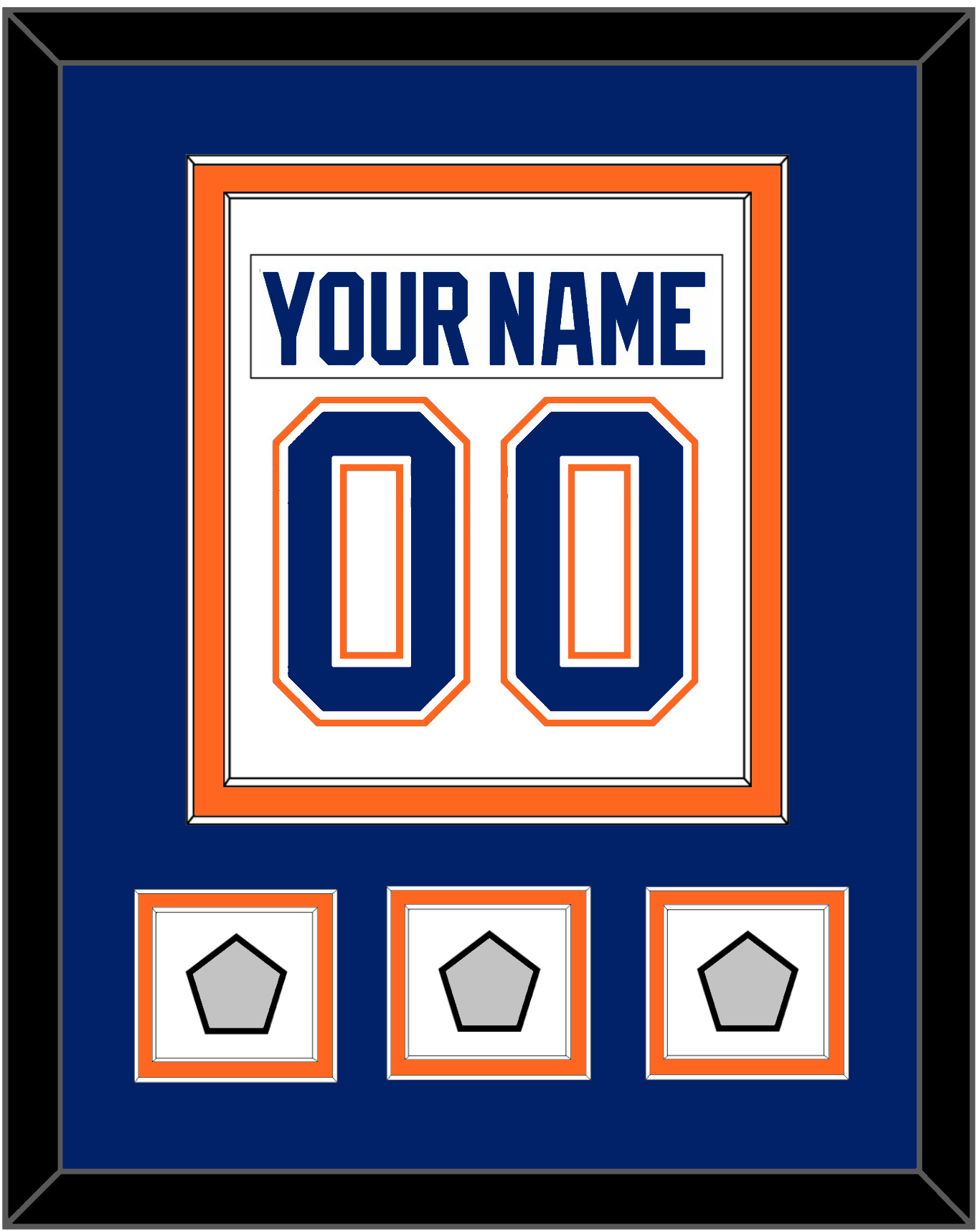 Edmonton Nameplate & Number (Back) Combined With 3 Stanley Cup Champions Patches - Home White (1981-1994) - Signature Tier 3