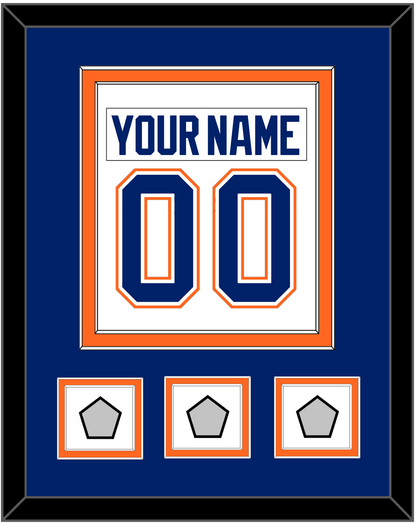 Edmonton Nameplate & Number (Back) Combined With 3 Stanley Cup Champions Patches - Home White (1981-1994) - Signature Tier 3