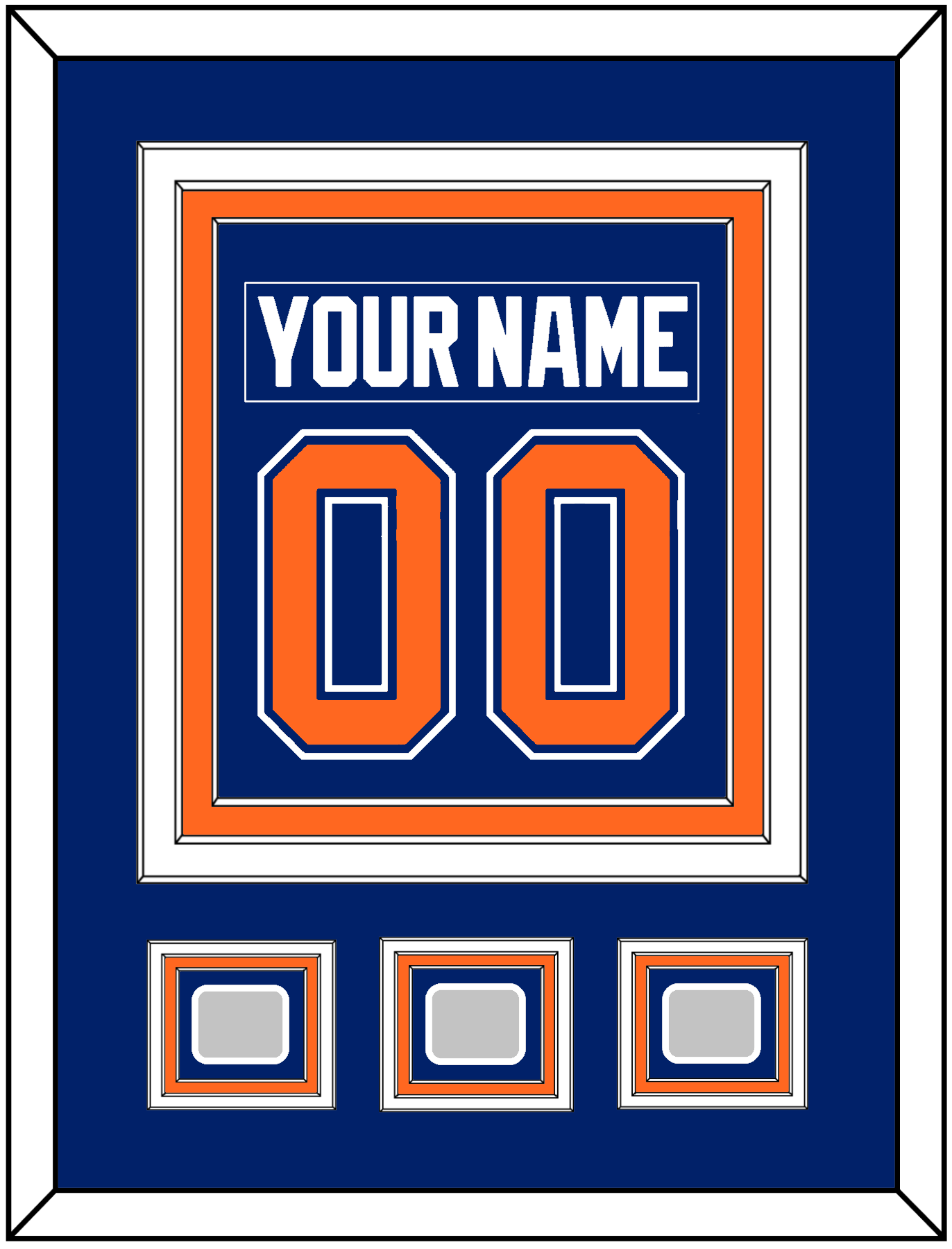 Edmonton Nameplate & Number (Back) Combined With 3 Stanley Cup Champions Patches - Road Blue (1981-1994) - Premier Tier 2