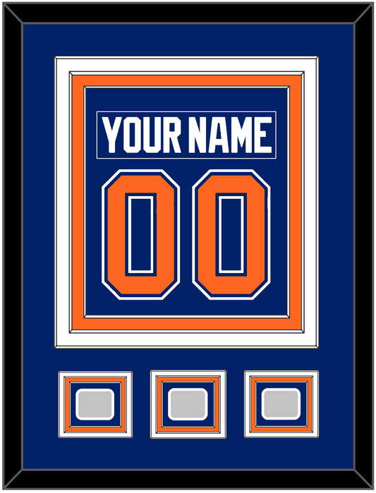 Edmonton Nameplate & Number (Back) Combined With 3 Stanley Cup Champions Patches - Road Blue (1981-1994) - Premier Tier 2