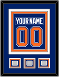 Edmonton Nameplate & Number (Back) Combined With 3 Stanley Cup Champions Patches - Road Blue (1981-1994) - Triple Mat 2