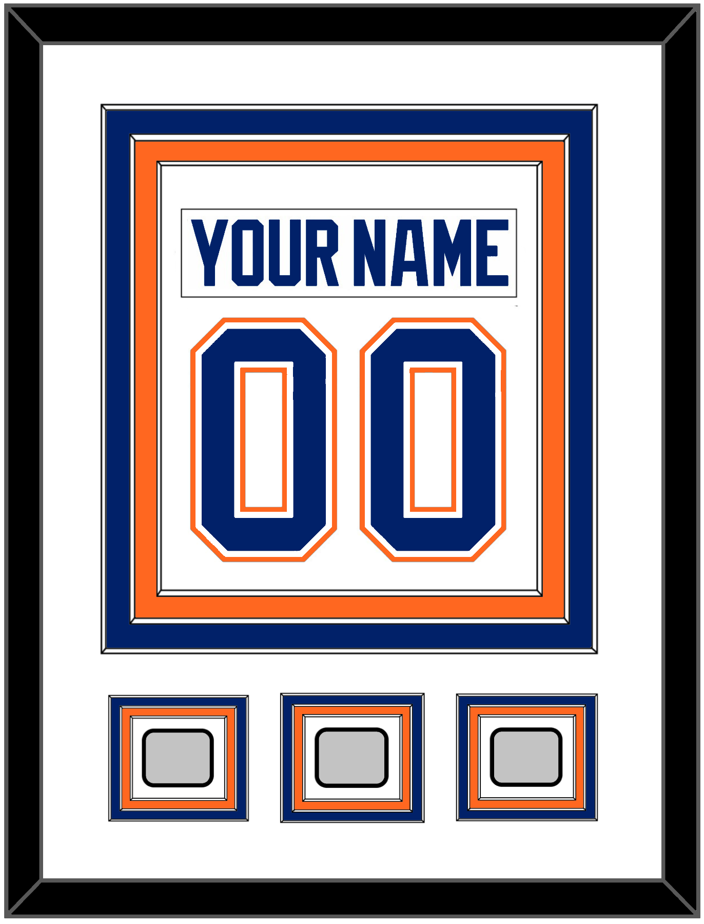 Edmonton Nameplate & Number (Back) Combined With 3 Stanley Cup Champions Patches - Home White (1981-1994) - Premier Tier 1