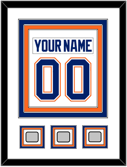 Edmonton Nameplate & Number (Back) Combined With 3 Stanley Cup Champions Patches - Home White (1981-1994) - Premier Tier 1