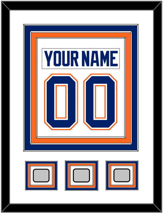 Edmonton Nameplate & Number (Back) Combined With 3 Stanley Cup Champions Patches - Home White (1981-1994) - Premier Tier 1