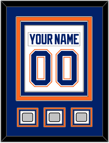 Edmonton Nameplate & Number (Back) Combined With 3 Stanley Cup Champions Patches - Home White (1981-1994) - Premier Tier 2