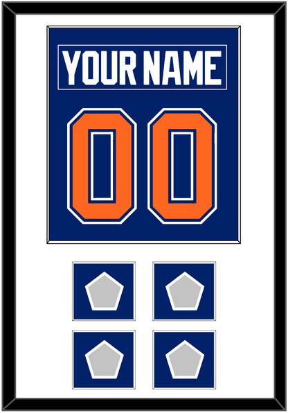 Edmonton Nameplate & Number (Back) Combined With 4 Stanley Cup Champions Patches - Road Blue (1981-1994) - Essential Tier 1