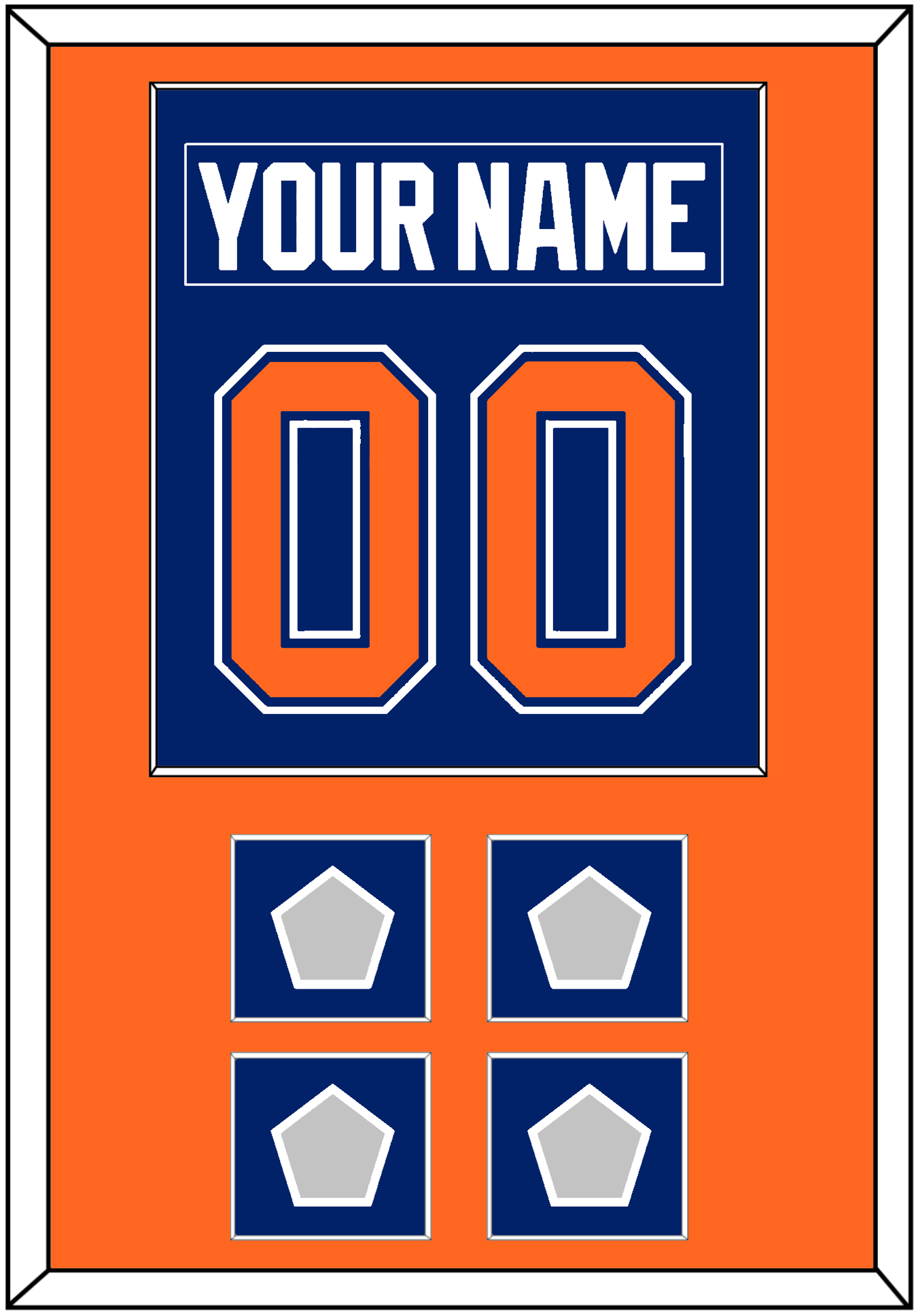 Edmonton Nameplate & Number (Back) Combined With 4 Stanley Cup Champions Patches - Road Blue (1981-1994) - Essential Tier 2