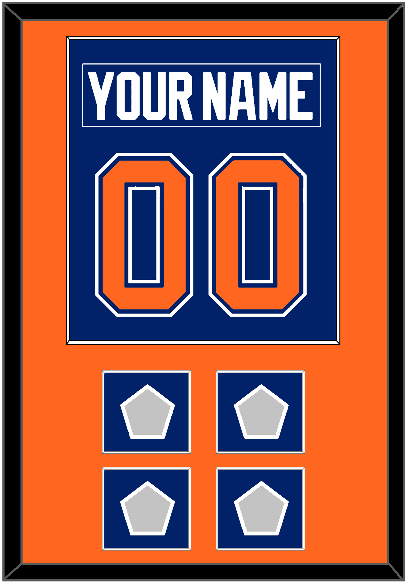 Edmonton Nameplate & Number (Back) Combined With 4 Stanley Cup Champions Patches - Road Blue (1981-1994) - Essential Tier 2