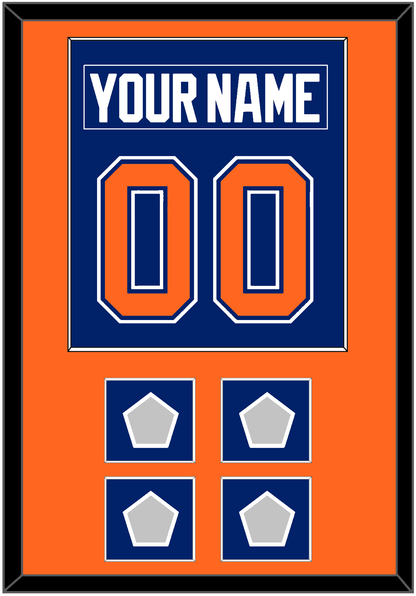 Edmonton Nameplate & Number (Back) Combined With 4 Stanley Cup Champions Patches - Road Blue (1981-1994) - Essential Tier 2