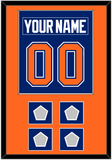 Edmonton Nameplate & Number (Back) Combined With 4 Stanley Cup Champions Patches - Road Blue (1981-1994) - Single Mat 2