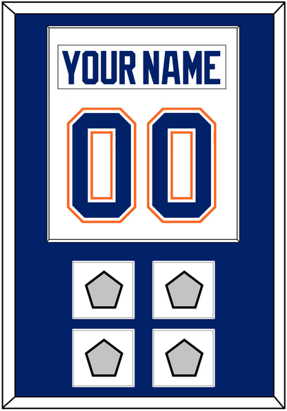 Edmonton Nameplate & Number (Back) Combined With 4 Stanley Cup Champions Patches - Home White (1981-1994) - Essential Tier 1