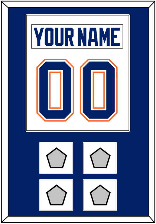 Edmonton Nameplate & Number (Back) Combined With 4 Stanley Cup Champions Patches - Home White (1981-1994) - Essential Tier 1