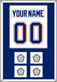 Edmonton Nameplate & Number (Back) Combined With 4 Stanley Cup Champions Patches - Home White (1981-1994) - Single Mat 1