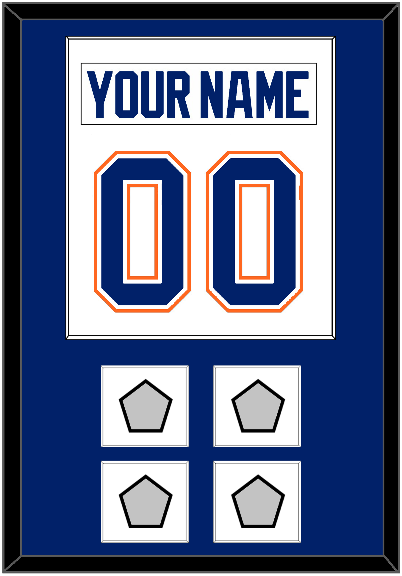 Edmonton Nameplate & Number (Back) Combined With 4 Stanley Cup Champions Patches - Home White (1981-1994) - Essential Tier 1