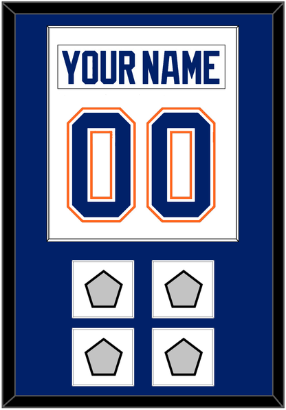 Edmonton Nameplate & Number (Back) Combined With 4 Stanley Cup Champions Patches - Home White (1981-1994) - Essential Tier 1