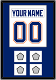 Edmonton Nameplate & Number (Back) Combined With 4 Stanley Cup Champions Patches - Home White (1981-1994) - Single Mat 1