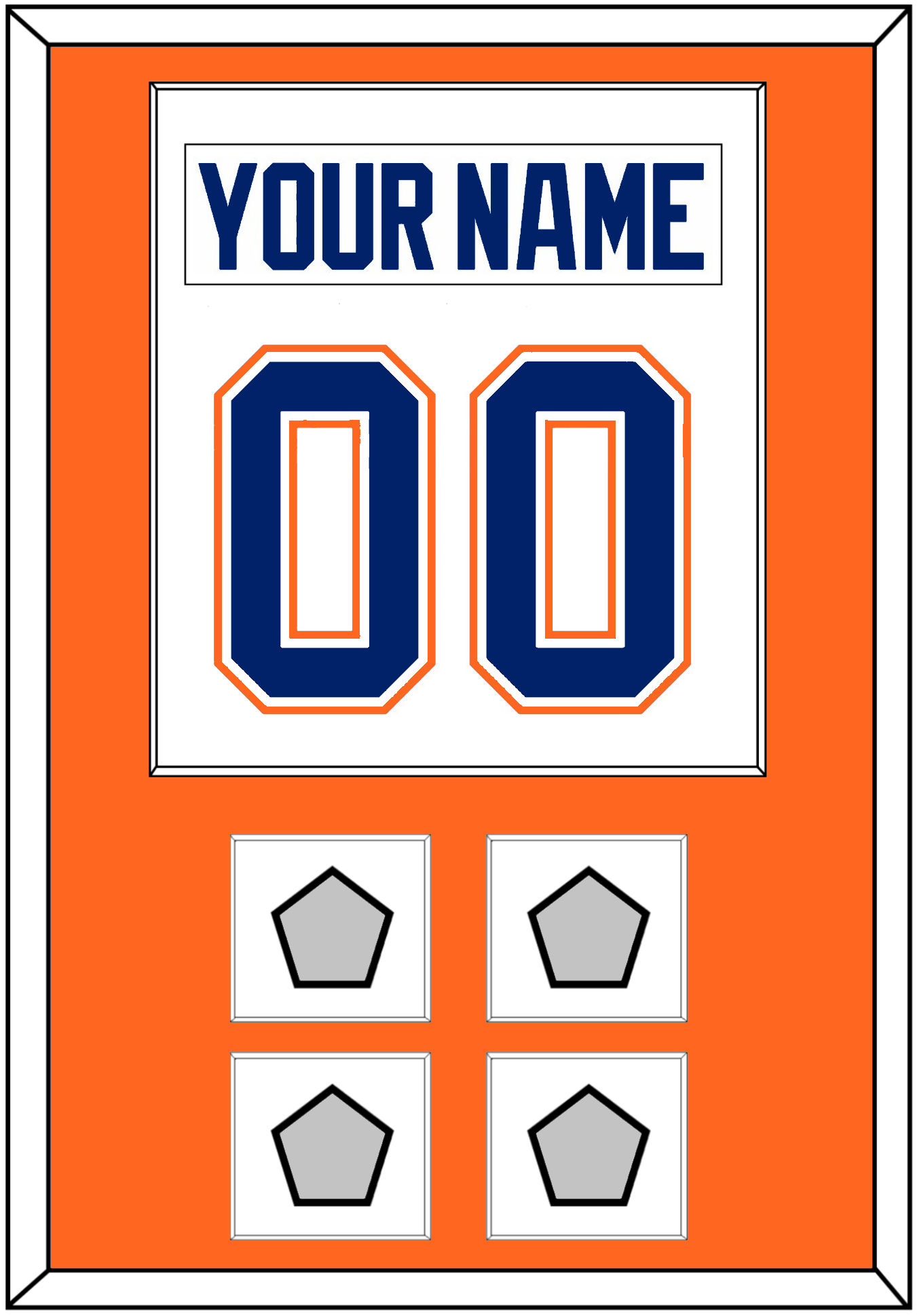 Edmonton Nameplate & Number (Back) Combined With 4 Stanley Cup Champions Patches - Home White (1981-1994) - Essential Tier 2