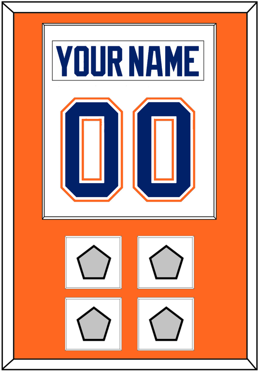 Edmonton Nameplate & Number (Back) Combined With 4 Stanley Cup Champions Patches - Home White (1981-1994) - Essential Tier 2