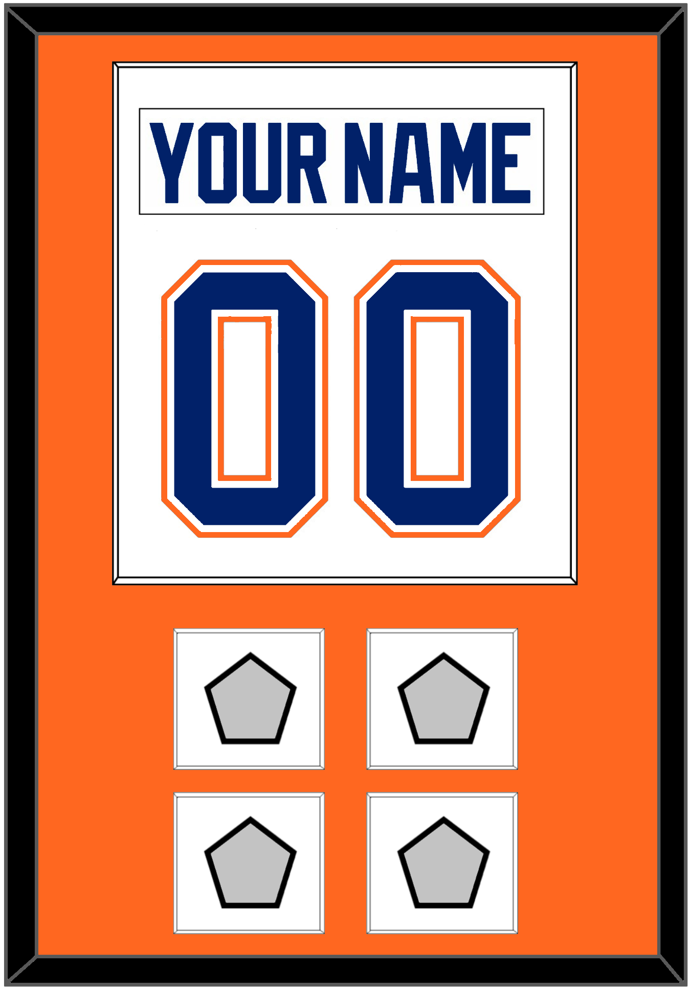 Edmonton Nameplate & Number (Back) Combined With 4 Stanley Cup Champions Patches - Home White (1981-1994) - Essential Tier 2