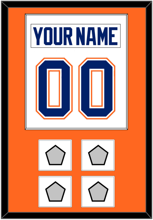 Edmonton Nameplate & Number (Back) Combined With 4 Stanley Cup Champions Patches - Home White (1981-1994) - Essential Tier 2
