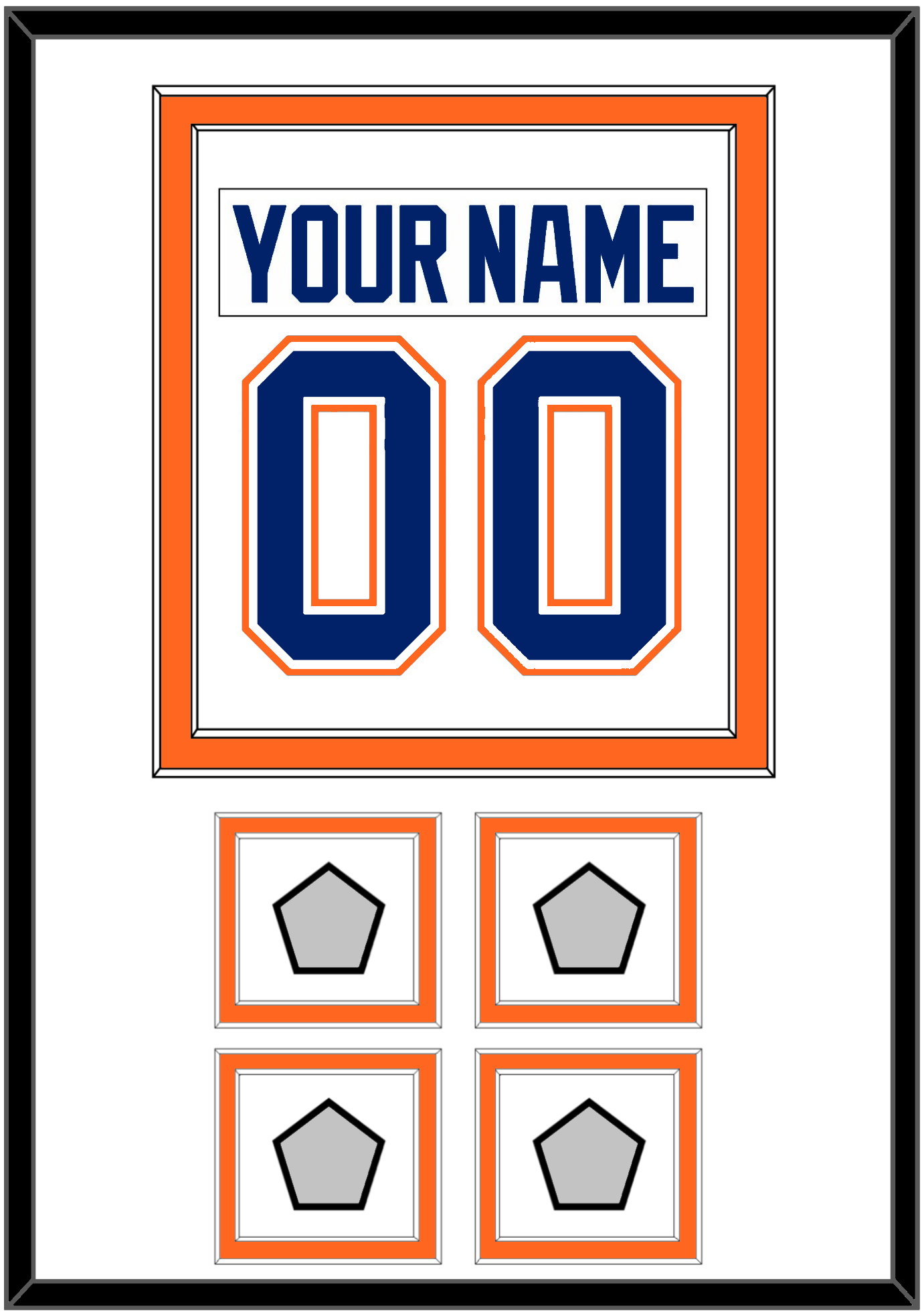 Edmonton Nameplate & Number (Back) Combined With 4 Stanley Cup Champions Patches - Home White (1981-1994) - Signature Tier 1