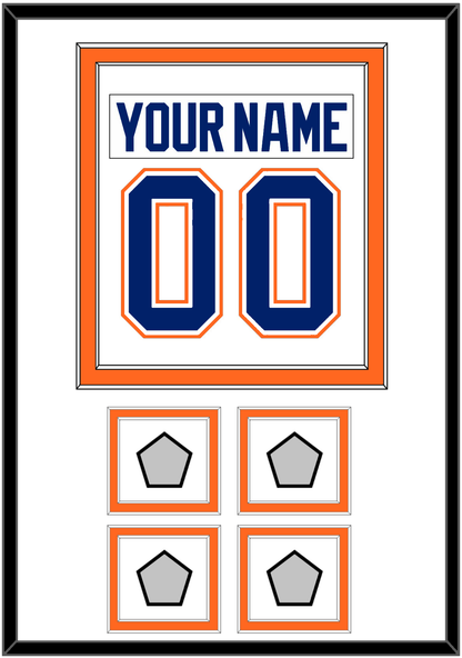 Edmonton Nameplate & Number (Back) Combined With 4 Stanley Cup Champions Patches - Home White (1981-1994) - Signature Tier 1