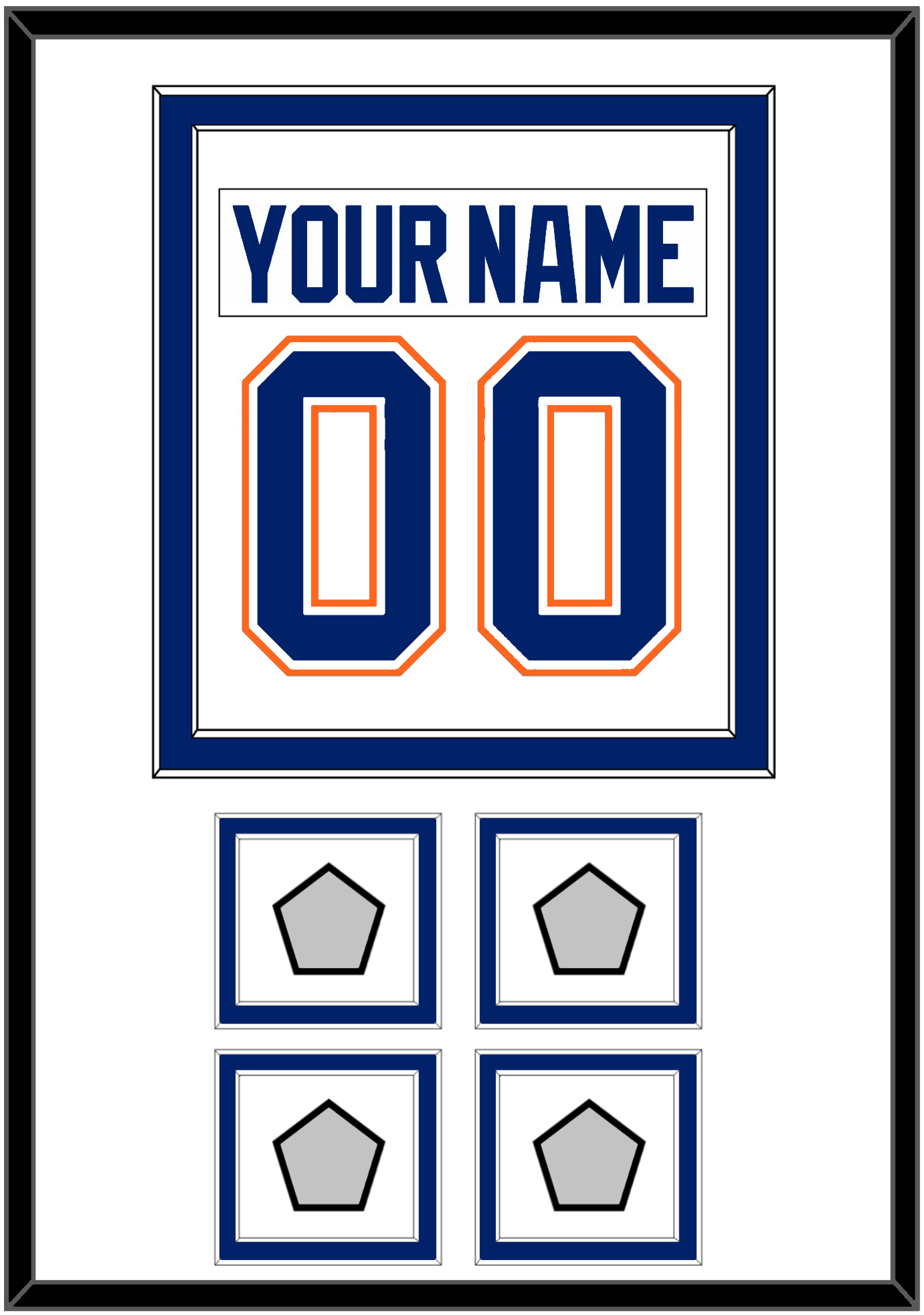 Edmonton Nameplate & Number (Back) Combined With 4 Stanley Cup Champions Patches - Home White (1981-1994) - Signature Tier 2