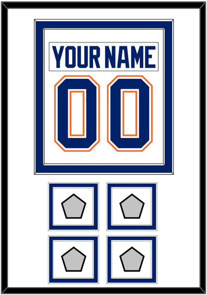 Edmonton Nameplate & Number (Back) Combined With 4 Stanley Cup Champions Patches - Home White (1981-1994) - Signature Tier 2