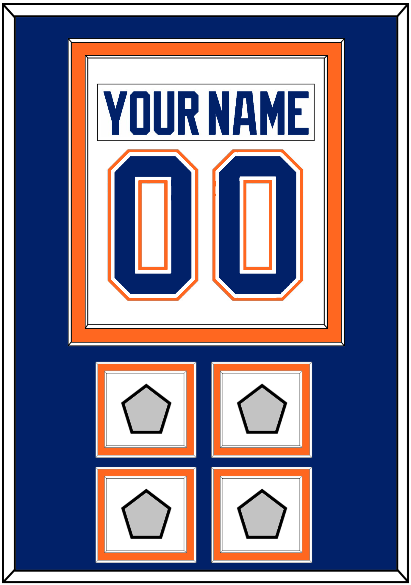Edmonton Nameplate & Number (Back) Combined With 4 Stanley Cup Champions Patches - Home White (1981-1994) - Signature Tier 3