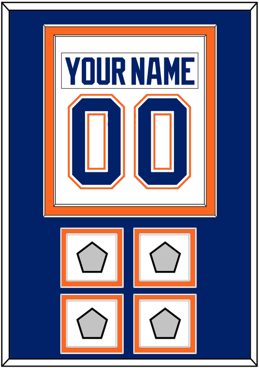 Edmonton Nameplate & Number (Back) Combined With 4 Stanley Cup Champions Patches - Home White (1981-1994) - Signature Tier 3