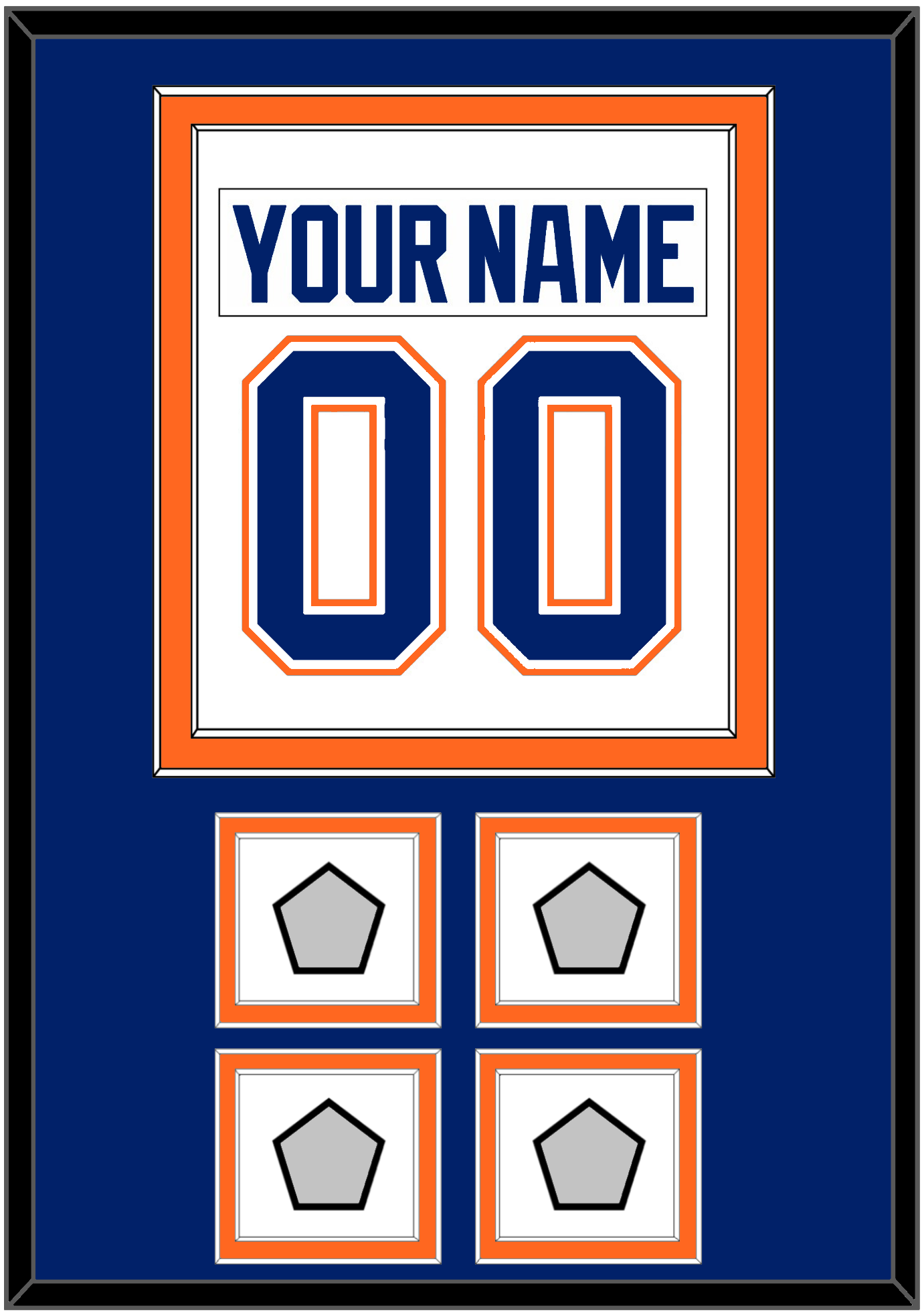 Edmonton Nameplate & Number (Back) Combined With 4 Stanley Cup Champions Patches - Home White (1981-1994) - Signature Tier 3