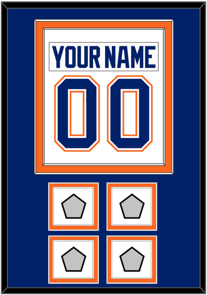 Edmonton Nameplate & Number (Back) Combined With 4 Stanley Cup Champions Patches - Home White (1981-1994) - Signature Tier 3