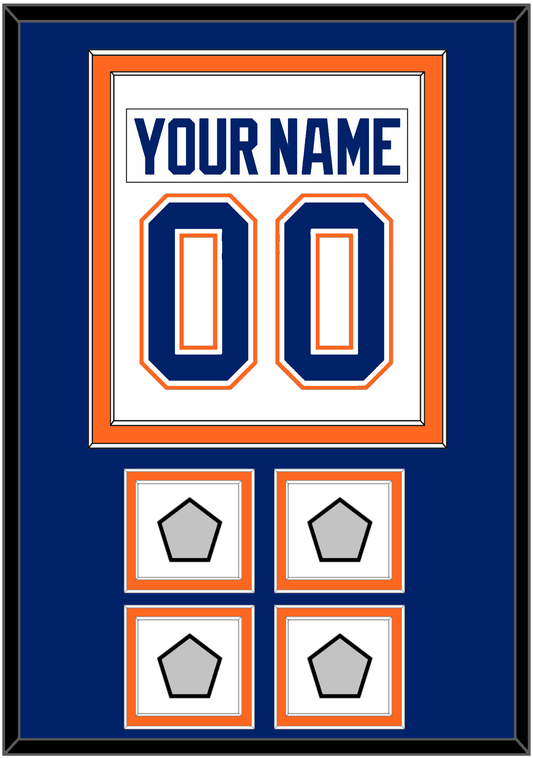 Edmonton Nameplate & Number (Back) Combined With 4 Stanley Cup Champions Patches - Home White (1981-1994) - Signature Tier 3