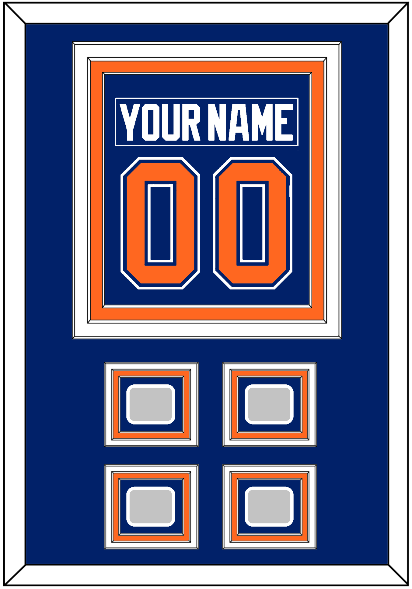 Edmonton Nameplate & Number (Back) Combined With 4 Stanley Cup Champions Patches - Road Blue (1981-1994) - Premier Tier 2