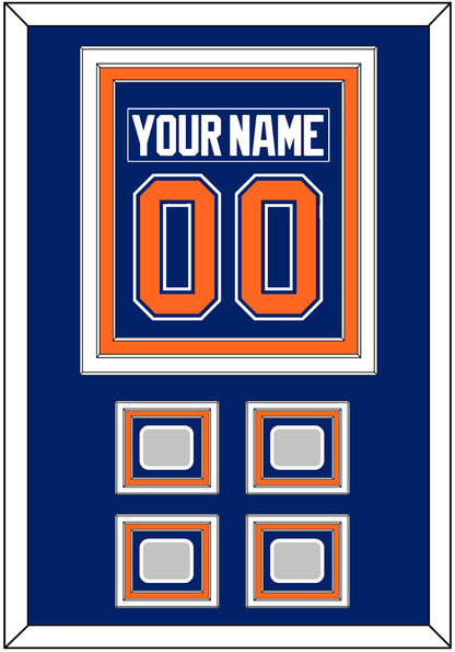 Edmonton Nameplate & Number (Back) Combined With 4 Stanley Cup Champions Patches - Road Blue (1981-1994) - Premier Tier 2