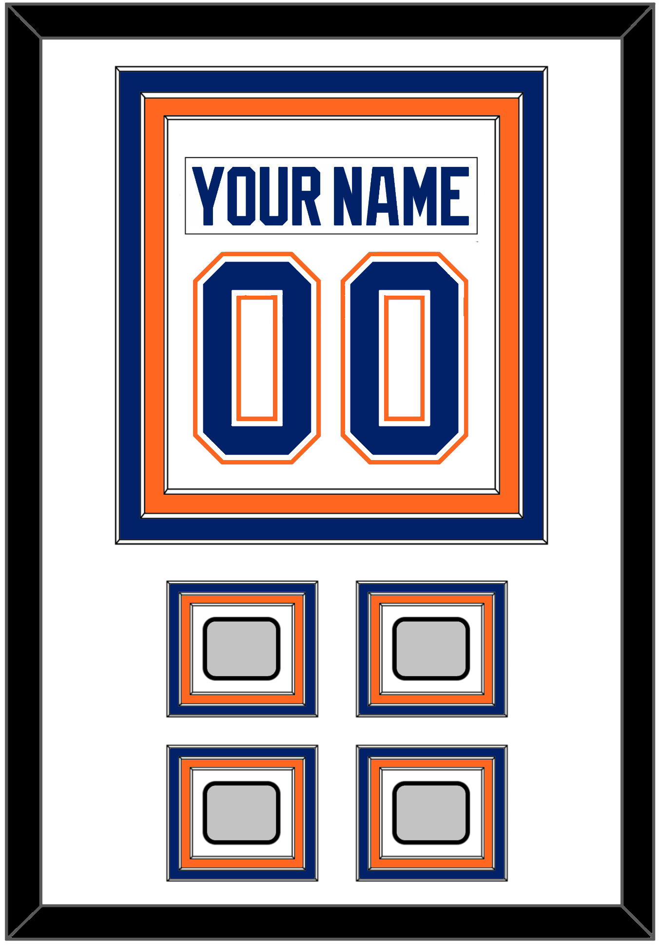 Edmonton Nameplate & Number (Back) Combined With 4 Stanley Cup Champions Patches - Home White (1981-1994) - Premier Tier 1