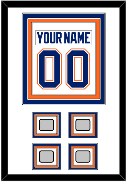 Edmonton Nameplate & Number (Back) Combined With 4 Stanley Cup Champions Patches - Home White (1981-1994) - Premier Tier 1