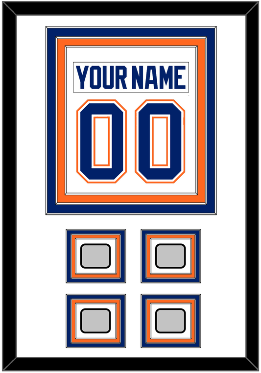 Edmonton Nameplate & Number (Back) Combined With 4 Stanley Cup Champions Patches - Home White (1981-1994) - Premier Tier 1