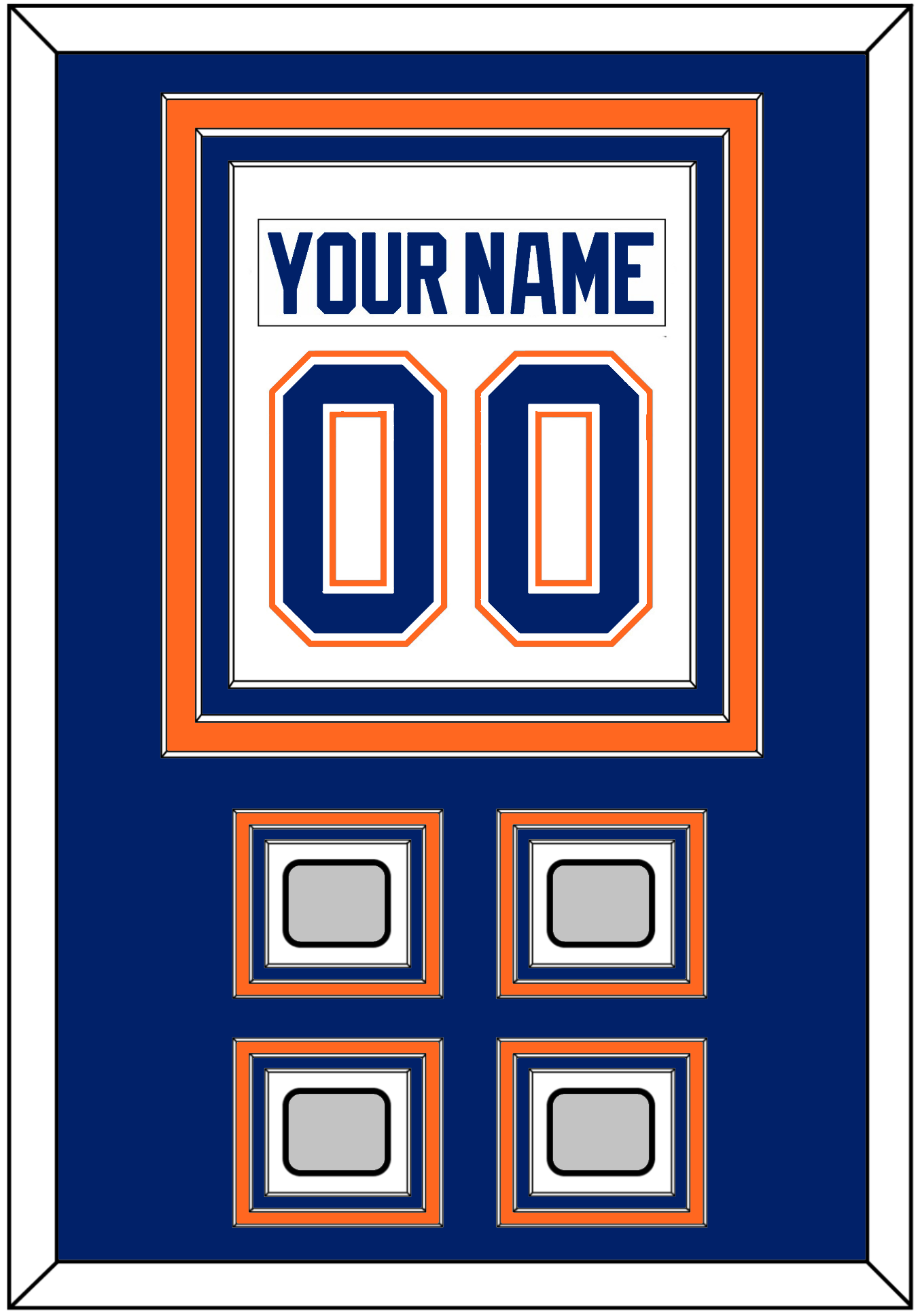 Edmonton Nameplate & Number (Back) Combined With 4 Stanley Cup Champions Patches - Home White (1981-1994) - Premier Tier 2