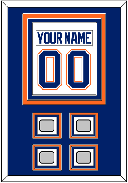 Edmonton Nameplate & Number (Back) Combined With 4 Stanley Cup Champions Patches - Home White (1981-1994) - Premier Tier 2