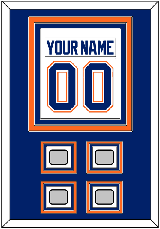 Edmonton Nameplate & Number (Back) Combined With 4 Stanley Cup Champions Patches - Home White (1981-1994) - Premier Tier 2