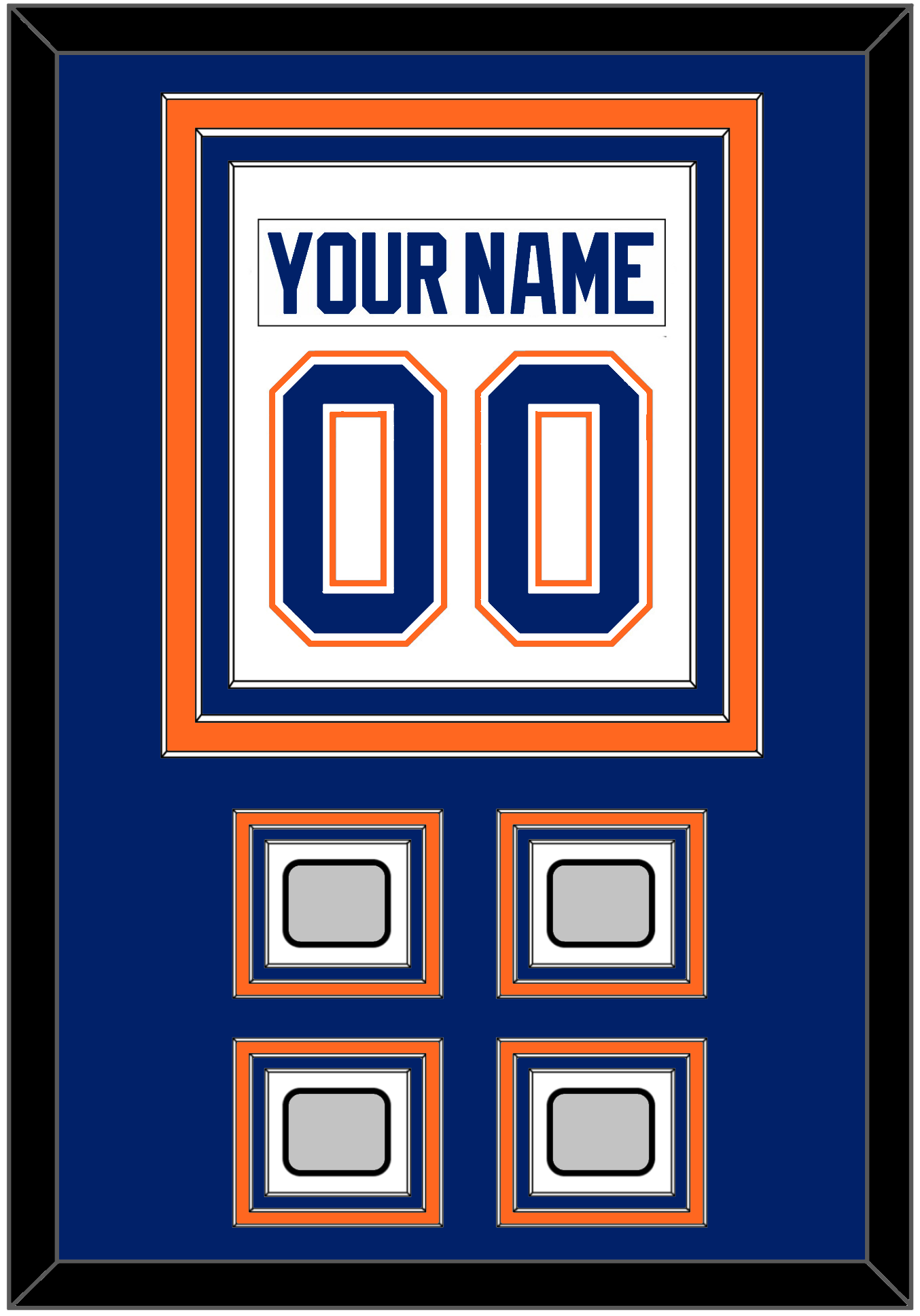 Edmonton Nameplate & Number (Back) Combined With 4 Stanley Cup Champions Patches - Home White (1981-1994) - Premier Tier 2