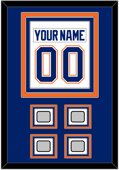 Edmonton Nameplate & Number (Back) Combined With 4 Stanley Cup Champions Patches - Home White (1981-1994) - Premier Tier 2