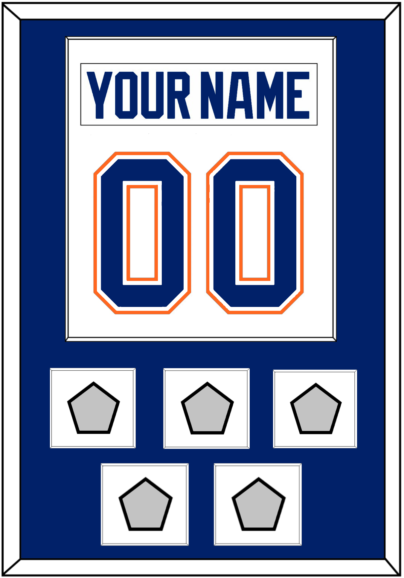 Edmonton Nameplate & Number (Back) Combined With 5 Stanley Cup Champions Patches - Home White (1981-1994) - Essential Tier 1