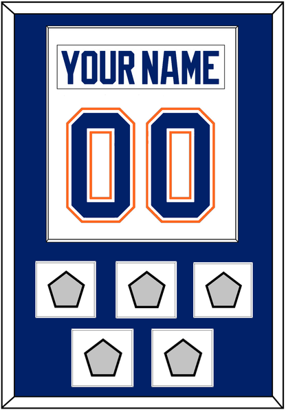 Edmonton Nameplate & Number (Back) Combined With 5 Stanley Cup Champions Patches - Home White (1981-1994) - Essential Tier 1
