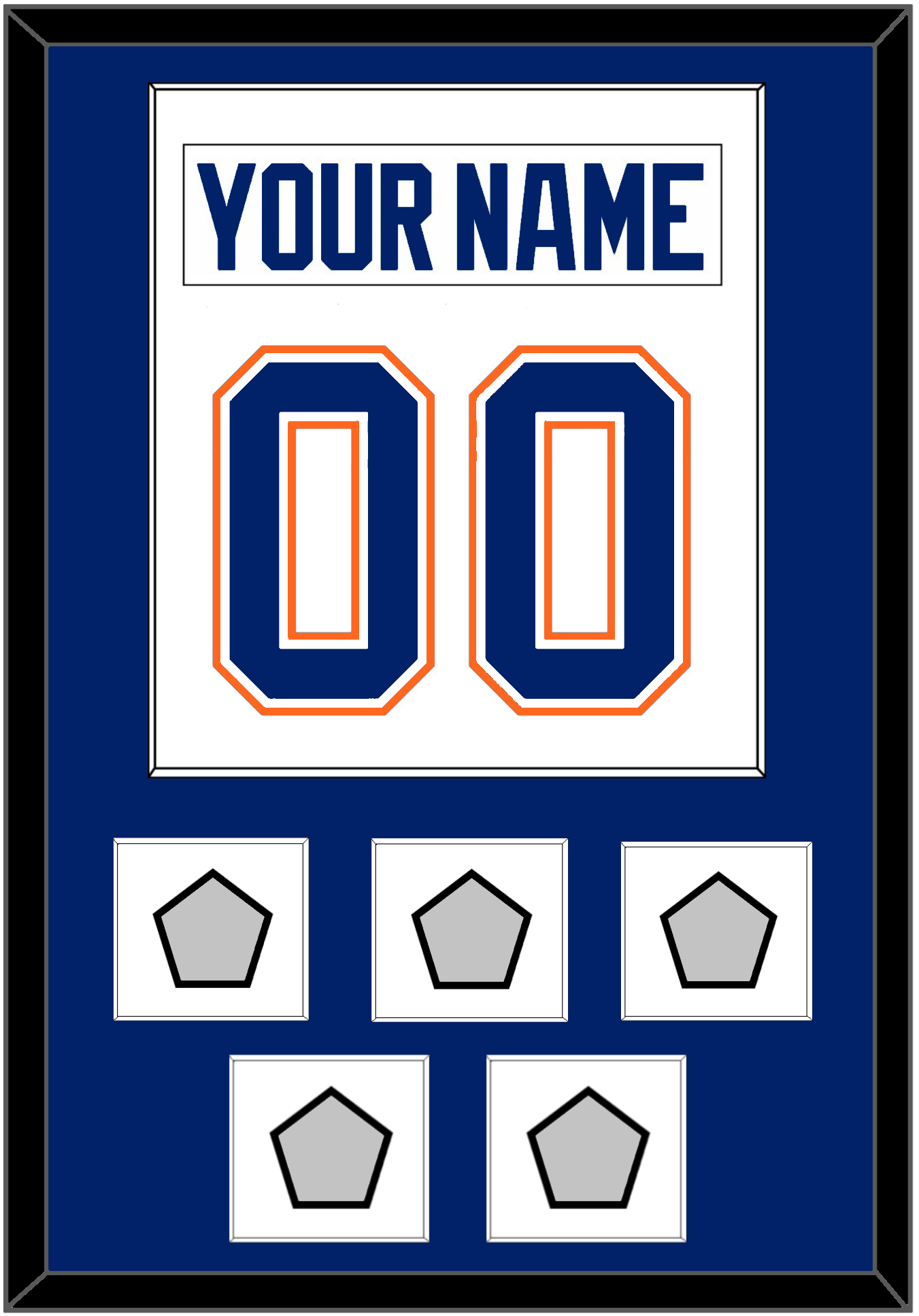 Edmonton Nameplate & Number (Back) Combined With 5 Stanley Cup Champions Patches - Home White (1981-1994) - Essential Tier 1