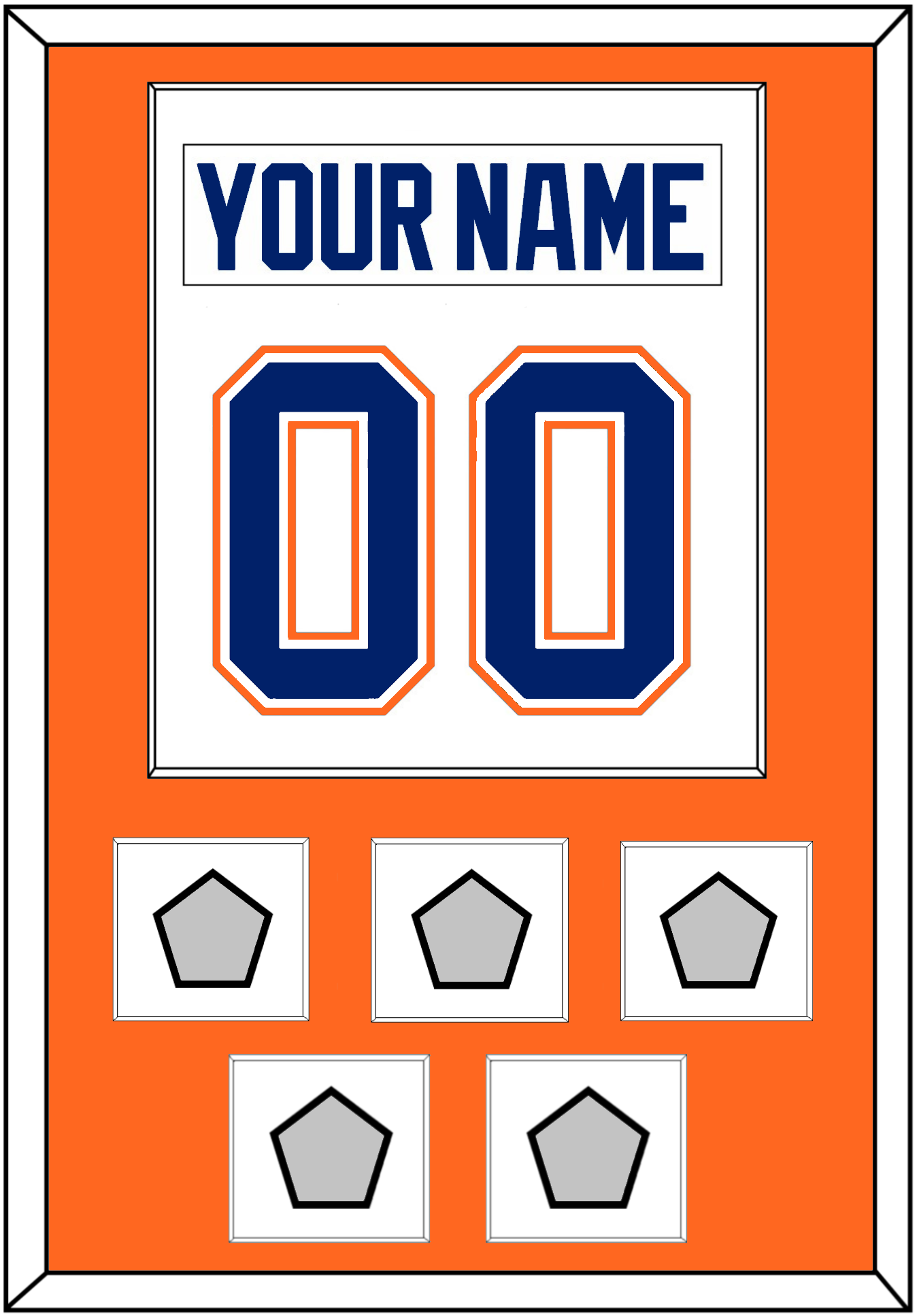 Edmonton Nameplate & Number (Back) Combined With 5 Stanley Cup Champions Patches - Home White (1981-1994) - Essential Tier 2