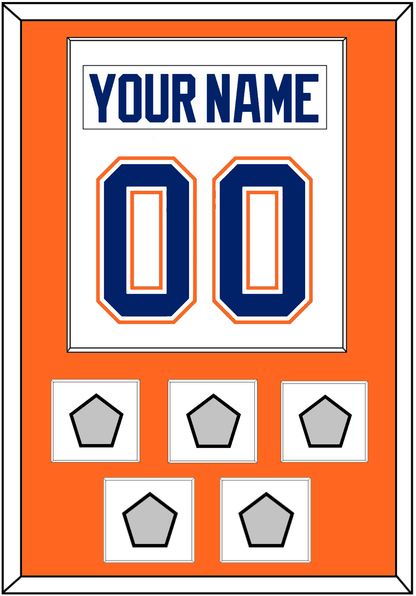 Edmonton Nameplate & Number (Back) Combined With 5 Stanley Cup Champions Patches - Home White (1981-1994) - Essential Tier 2