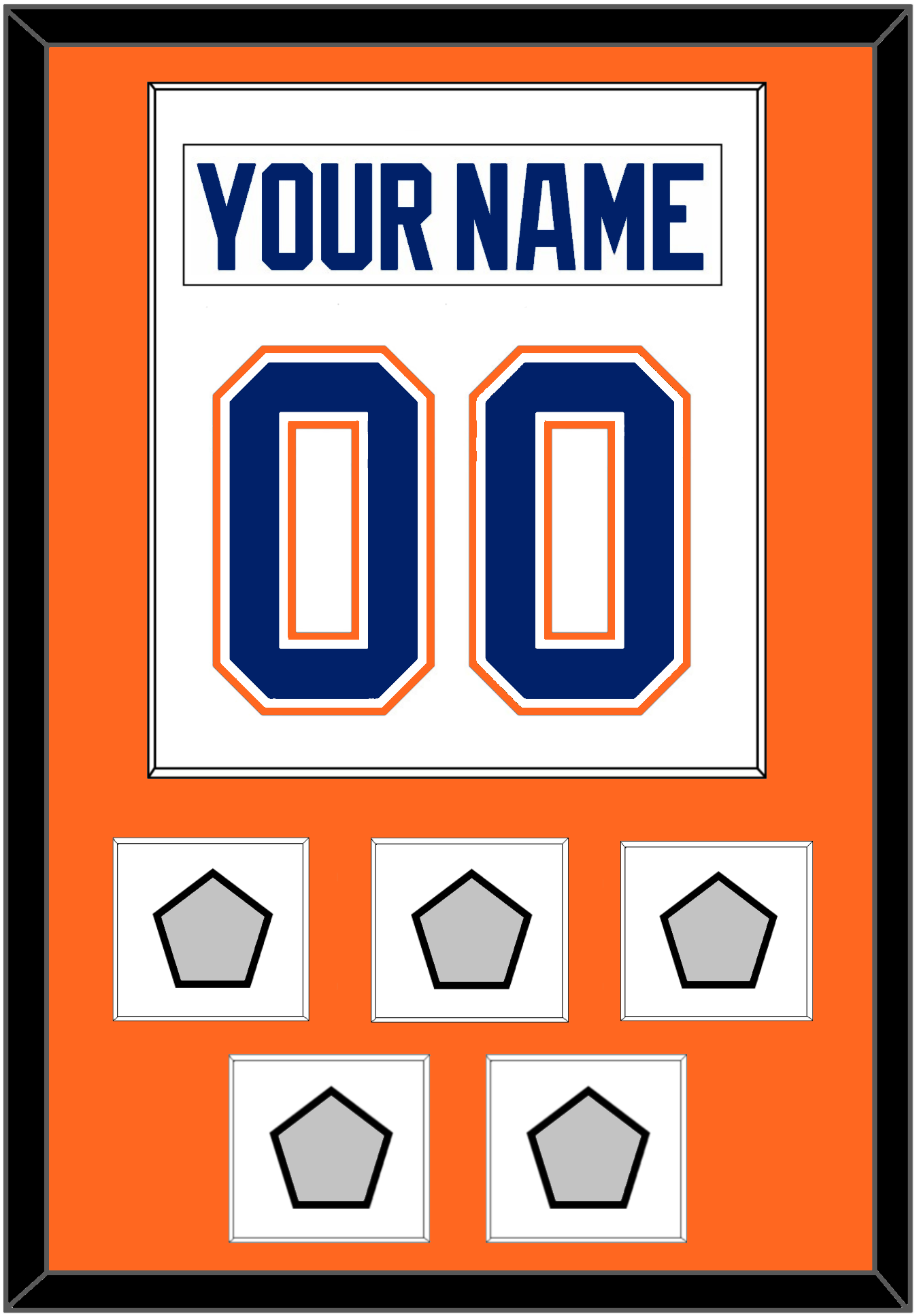 Edmonton Nameplate & Number (Back) Combined With 5 Stanley Cup Champions Patches - Home White (1981-1994) - Essential Tier 2