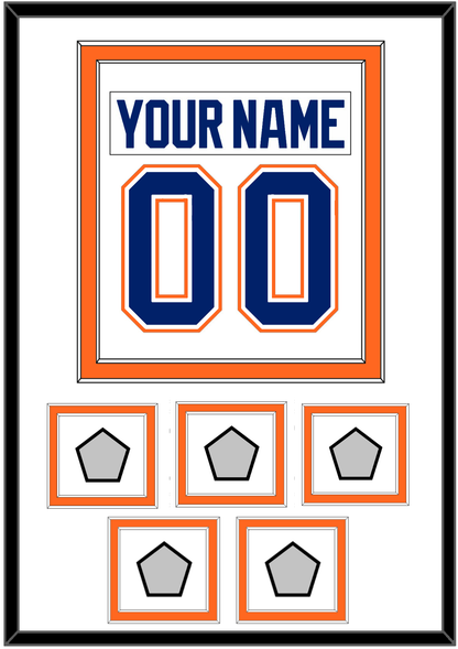Edmonton Nameplate & Number (Back) Combined With 5 Stanley Cup Champions Patches - Home White (1981-1994) - Signature Tier 1